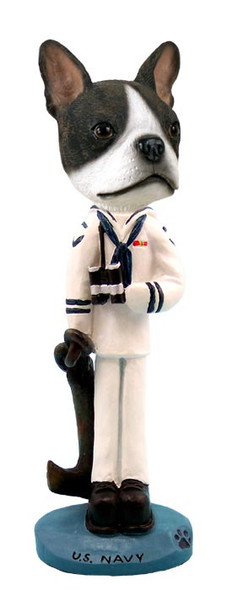 Dog Lover Hand-painted Figurine - Boston Terrier U.s. Navy Doogie Collectible From Conversation Concepts