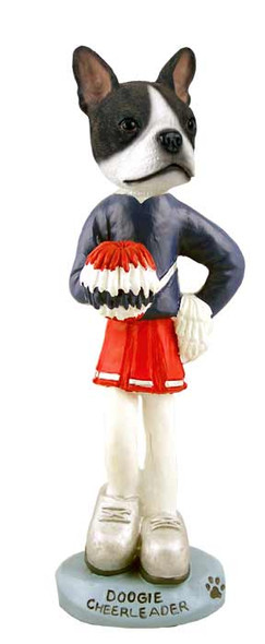 Dog Lover Hand-painted Figurine - Boston Terrier Cheerleader Female Doogie Collectible From Conversation Concepts