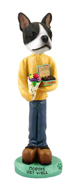 Dog Lover Doogie Collectible Figurine - Boston Terrier Get Well From Conversation Concepts