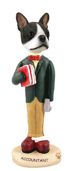 Dog Lover Hand-painted Figurine - Boston Terrier Accountant (male) Doogie Collectible From Conversation Concepts