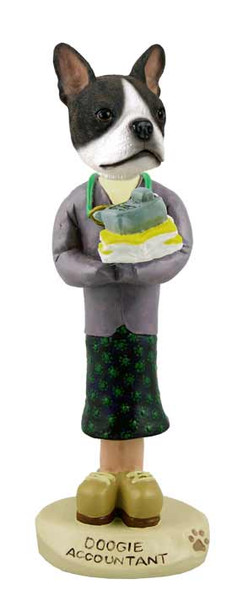 Dog Lover Hand-painted Figurine - Boston Terrier Accountant (female) Doogie Collectible From Conversation Concepts