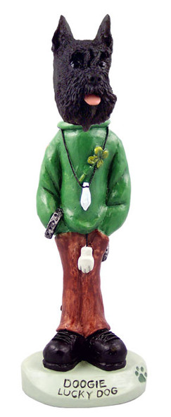 Dog Lover Hand-painted Figurine - Schnauzer Black Lucky Dog Doogie Collectible From Conversation Concepts