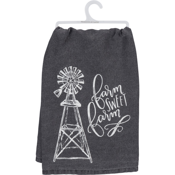 Farm Sweet Farm Cotton Dish Towel by Artist Shannon Roberts from Primitives by Kathy