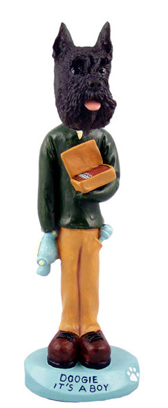 Dog Lover Hand-painted Figurine - Schnauzer Black It's A Boy Doogie Collectible From Conversation Concepts