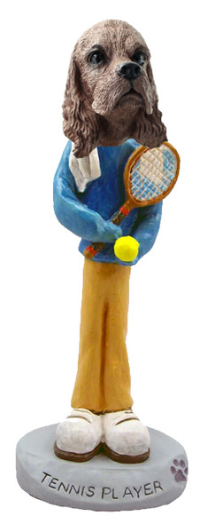 Dog Lover Hand-painted Figurine - Cocker Spaniel Brown Tennis Player Doogie Collectible From Conversation Concepts