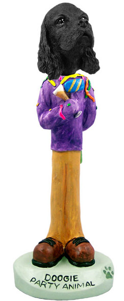 Dog Lover Hand-painted Figurine - Cocker Spaniel Black Party Animal Doogie Collectible From Conversation Concepts