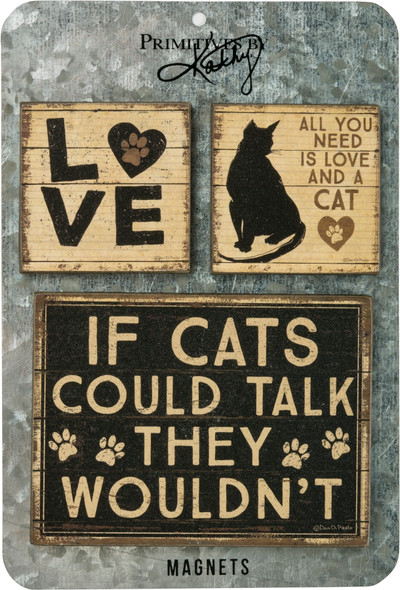 Set of 3 Cat Lover Refrigerator Magnets  from Primitives by Kathy