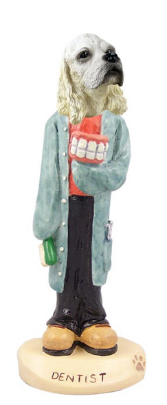 Dog Lover Hand-painted Figurine - Cocker Spaniel Blonde Dentist Doogie Collectible From Conversation Concepts