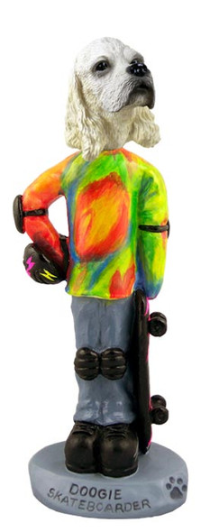 Dog Lover Hand-painted Figurine - Cocker Spaniel Blonde Skateboarder Doogie Collectible From Conversation Concepts