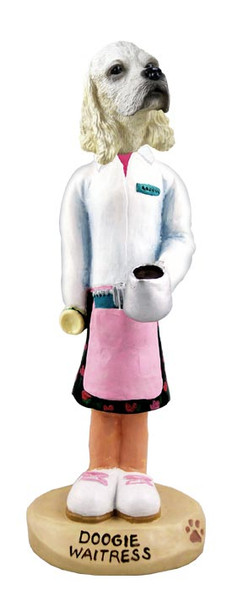 Dog Lover Hand-painted Figurine - Cocker Spaniel Blonde Waitress Doogie Collectible From Conversation Concepts