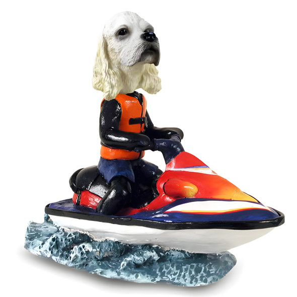 Dog Lover Hand-painted Figurine - Cocker Spaniel Blonde Jet Ski Doogie Collectible From Conversation Concepts