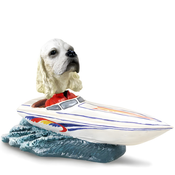 Dog Lover Hand-painted Figurine - Cocker Spaniel Blonde Motorboat Doogie Collectible From Conversation Concepts