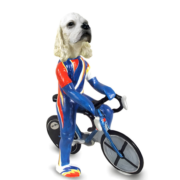 Dog Lover Hand-painted Figurine - Cocker Spaniel Blonde Bicycle Doogie Collectible From Conversation Concepts