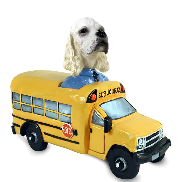 Dog Lover Hand-painted Figurine - Cocker Spaniel Blonde School Bus Doogie Collectible From Conversation Concepts