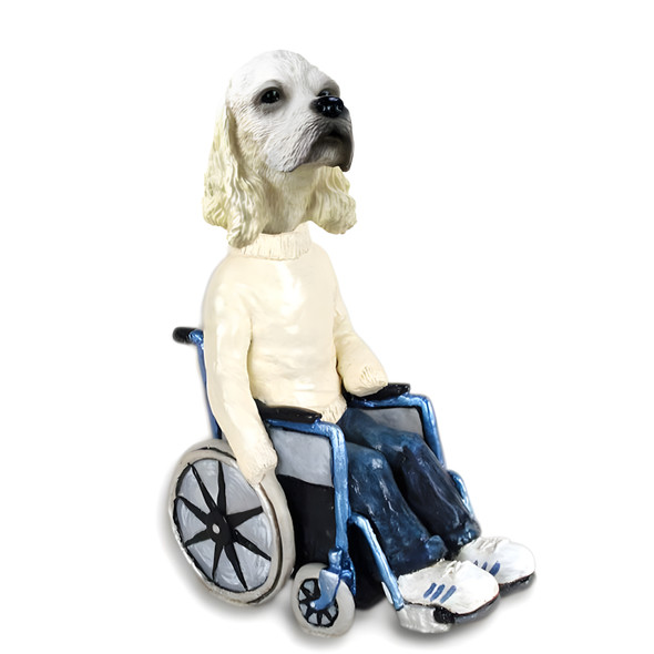 Dog Lover Hand-painted Figurine - Cocker Spaniel Blonde Wheelchair Doogie Collectible From Conversation Concepts