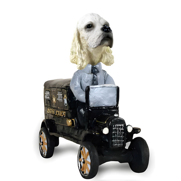 Dog Lover Hand-painted Figurine - Cocker Spaniel Blonde Paddy Wagon Doogie Collectible From Conversation Concepts