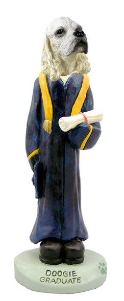 Dog Lover Hand-painted Figurine - Cocker Spaniel Blonde Graduate Doogie Collectible From Conversation Concepts