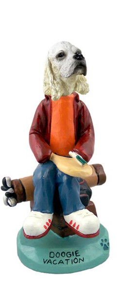 Dog Lover Hand-painted Figurine - Cocker Spaniel Blonde Vacation Doogie Collectible From Conversation Concepts