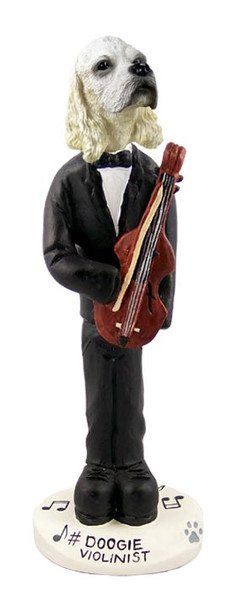 Dog Lover Hand-painted Figurine - Cocker Spaniel Blonde Violinist Doogie Collectible From Conversation Concepts