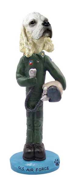 Dog Lover Hand-painted Figurine - Cocker Spaniel Blonde U.s. Air Force Doogie Collectible From Conversation Concepts