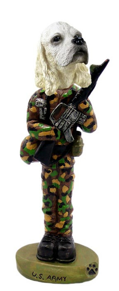 Dog Lover Hand-painted Figurine - Cocker Spaniel Blonde U.s. Army Doogie Collectible From Conversation Concepts