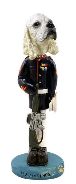 Dog Lover Hand-painted Figurine - Cocker Spaniel Blonde U.s. Marines Doogie Collectible From Conversation Concepts