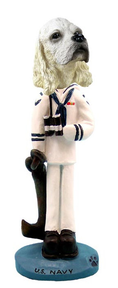 Dog Lover Hand-painted Figurine - Cocker Spaniel Blonde U.s. Navy Doogie Collectible From Conversation Concepts