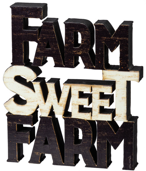 Word Art Farm Sweet Farm Decorative Wooden Home Décor Sign 6x7 from Primitives by Kathy