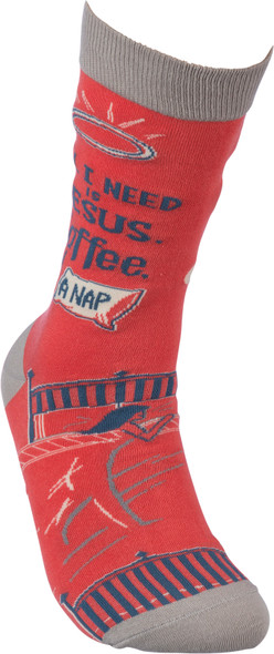 All I Need Is Jesus Coffee And Naps Colorfully Printed Cotton Socks from Primitives by Kathy