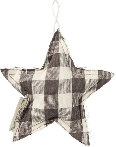 Buffalo Check Star Decorative Cotton Hanging Christmas Ornament 5 Inch from Primitives by Kathy