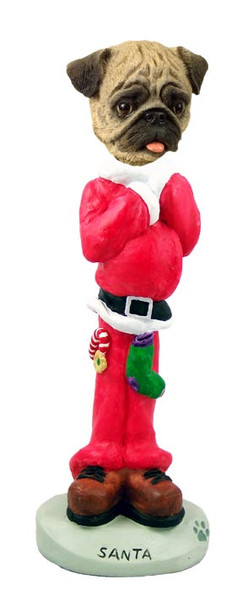 Dog Lover Hand-painted Figurine - Pug Brown Santa Doogie Collectible From Conversation Concepts