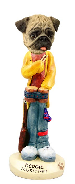 Dog Lover Doogie Collectible Figurine - Pug Brown Musician From Conversation Concepts
