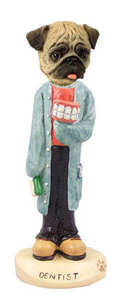 Dog Lover Hand-painted Figurine - Pug Brown Dentist Doogie Collectible From Conversation Concepts