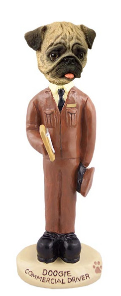 Dog Lover Hand-painted Figurine - Pug Brown Commercial Driver Doogie Collectible From Conversation Concepts