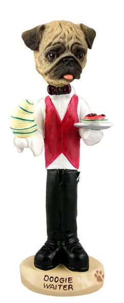Dog Lover Doogie Collectible Figurine - Pug Brown Waiter From Conversation Concepts