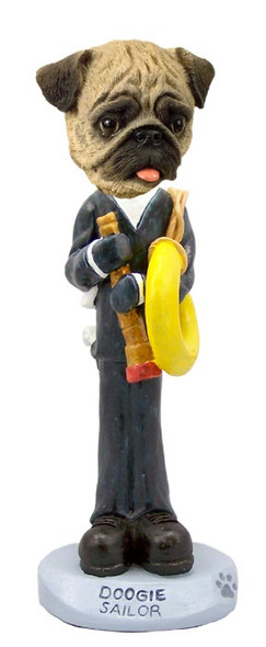 Dog Lover Doogie Collectible Figurine - Pug Brown Sailor From Conversation Concepts