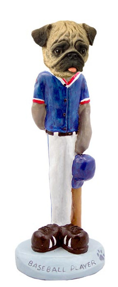 Dog Lover Hand-painted Figurine - Pug Brown Baseball Player Doogie Collectible From Conversation Concepts