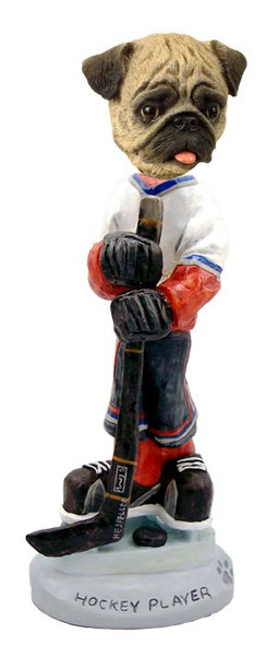 Dog Lover Hand-painted Figurine - Pug Brown Hockey Player Doogie Collectible From Conversation Concepts