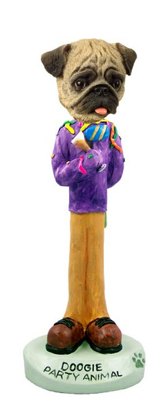 Dog Lover Doogie Collectible Figurine - Pug Brown Party Animal From Conversation Concepts