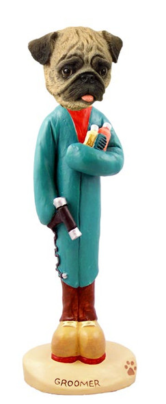 Dog Lover Hand-painted Figurine - Pug Brown Groomer Doogie Collectible From Conversation Concepts