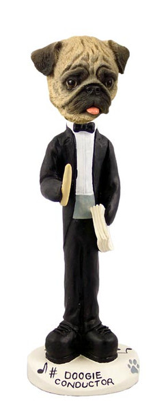 Dog Lover Hand-painted Figurine - Pug Brown Conductor Doogie Collectible From Conversation Concepts