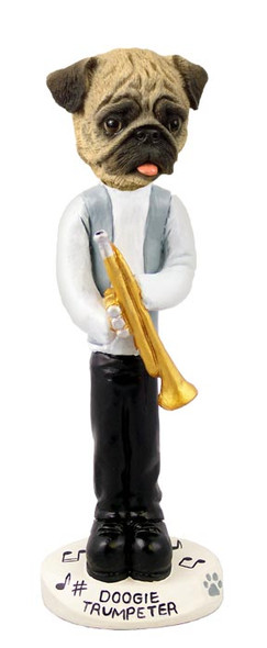 Dog Lover Hand-painted Figurine - Pug Brown Trumpeter Doogie Collectible From Conversation Concepts