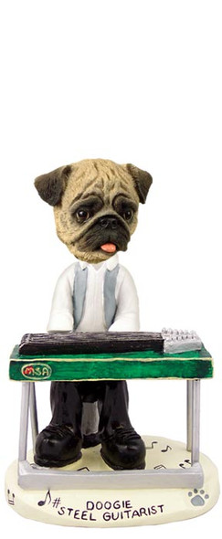Dog Lover Hand-painted Figurine - Pug Brown Steel Guitarist Doogie Collectible From Conversation Concepts
