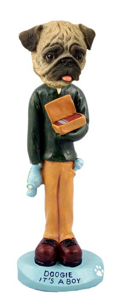 Dog Lover Doogie Collectible Figurine - Pug Brown It's A Boy From Conversation Concepts