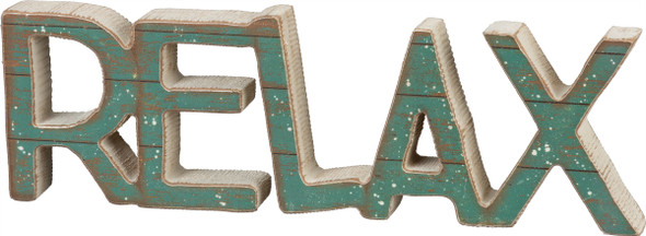 Decorative Rustic Wooden Sign Décor - Word Art Relax 10.5 Inch x 3.5 Inch from Primitives by Kathy