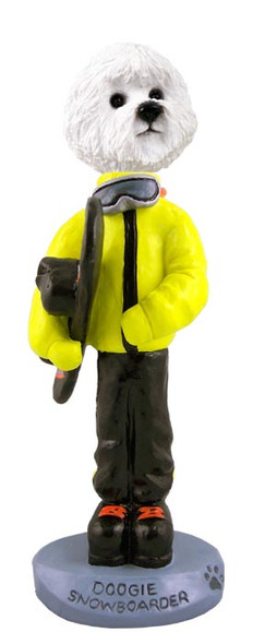 Dog Lover Hand-painted Figurine - Bichon Frise Snowboarder Doogie Collectible From Conversation Concepts