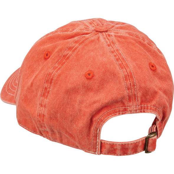 Adjustable Cotton Baseball Cap - May Contain Alcohol - Embroidered Orange & Black from Primitives by Kathy