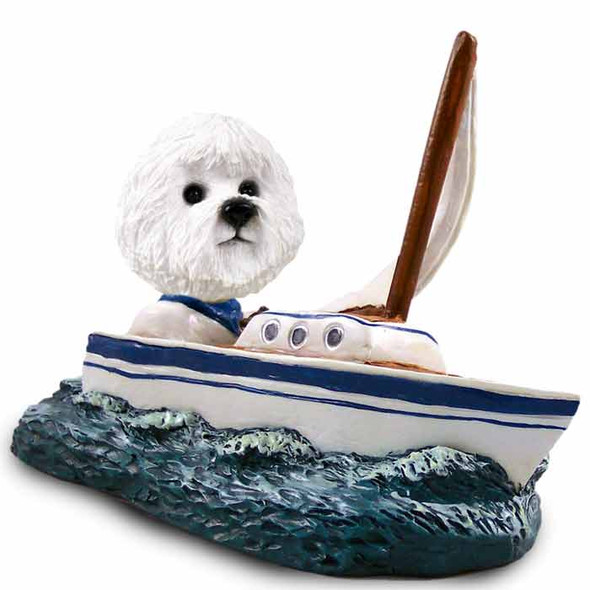 Dog Lover Doogie Collectible Figurine - Bichon Frise Sailboat From Conversation Concepts