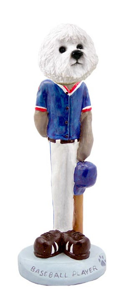 Dog Lover Hand-painted Figurine - Bichon Frise Baseball Player Doogie Collectible From Conversation Concepts