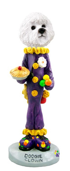 Dog Lover Hand-painted Figurine - Bichon Frise Clown Doogie Collectible From Conversation Concepts